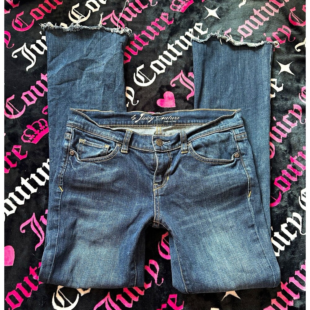 Juicy Couture Women's lowrise Bootcut Jeans Blue Medium Wash Denim Slim Fit